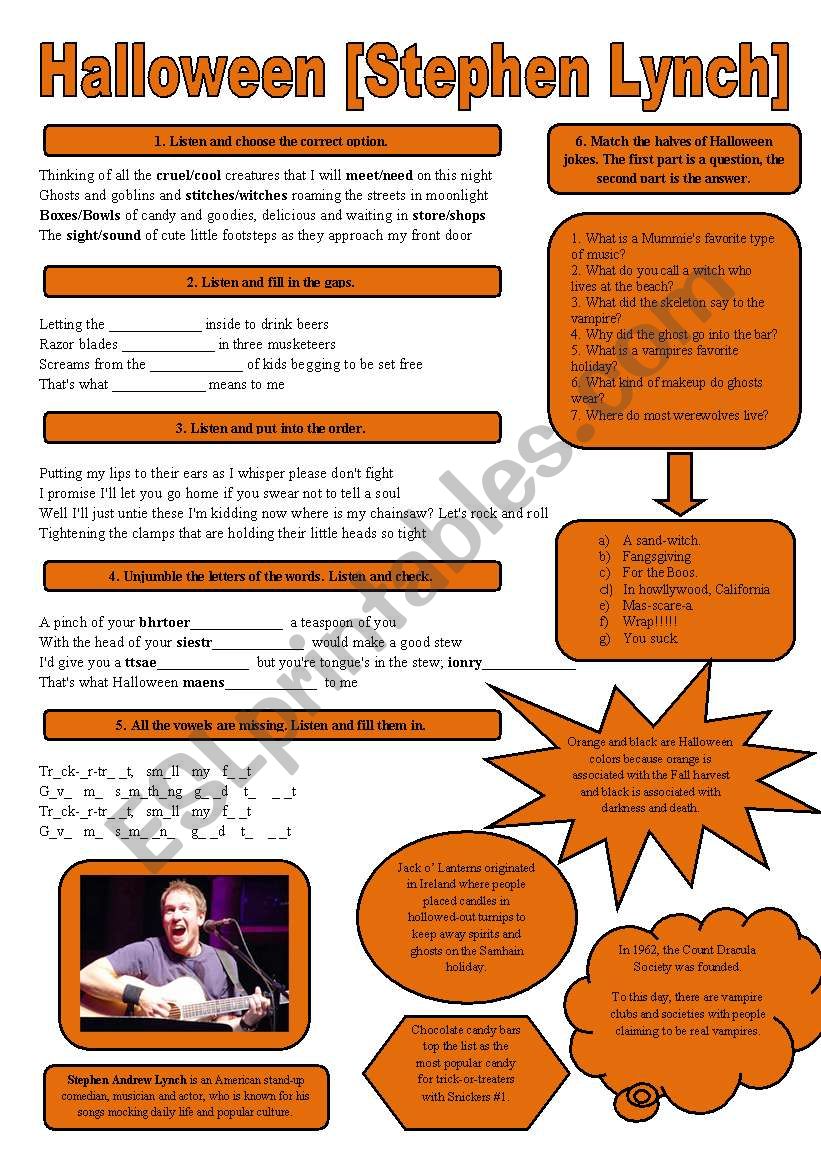 SONG!!! Halloween [Stephen Lynch] - Printer-friendly version included